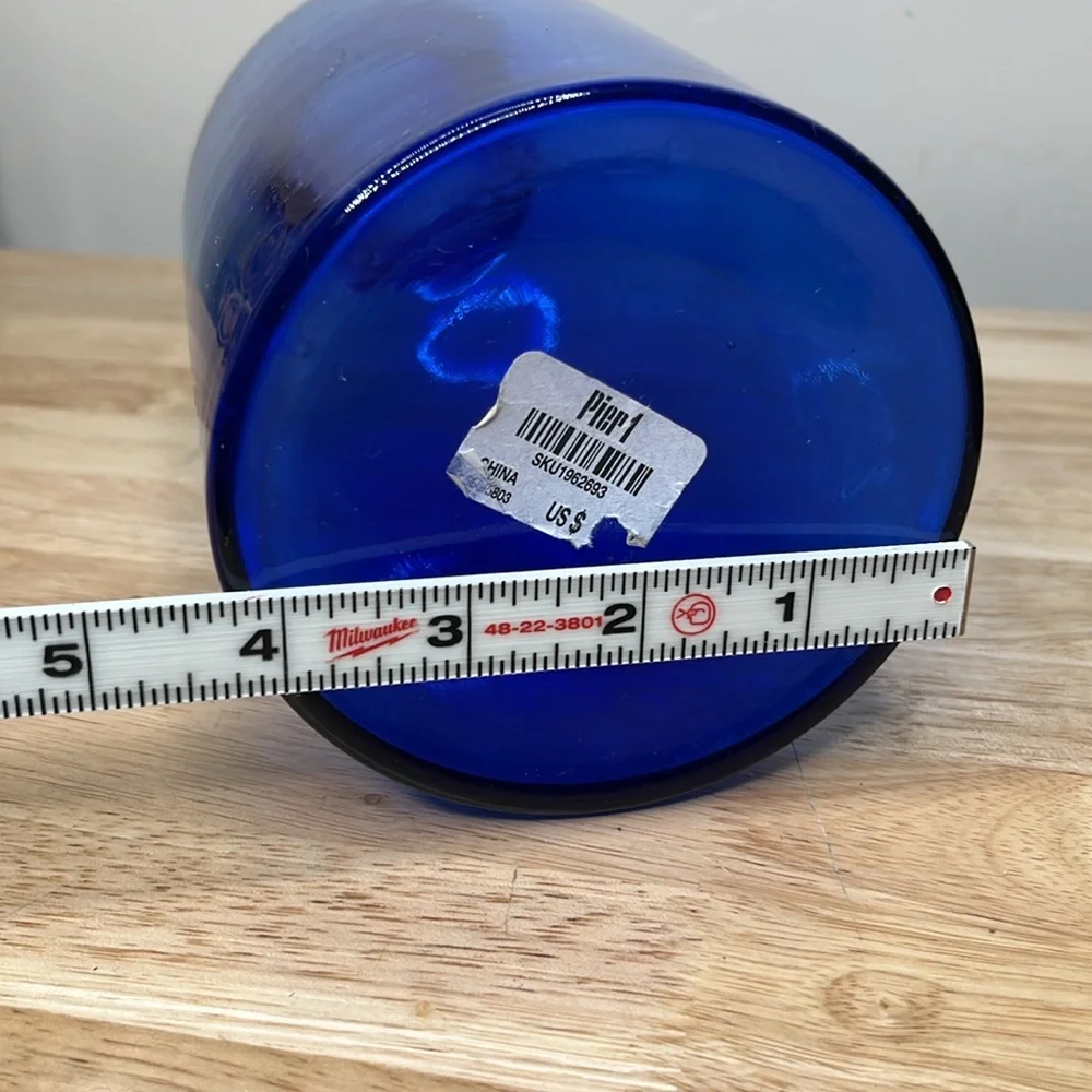 Pier 1 cobalt blue canister with lid, vase